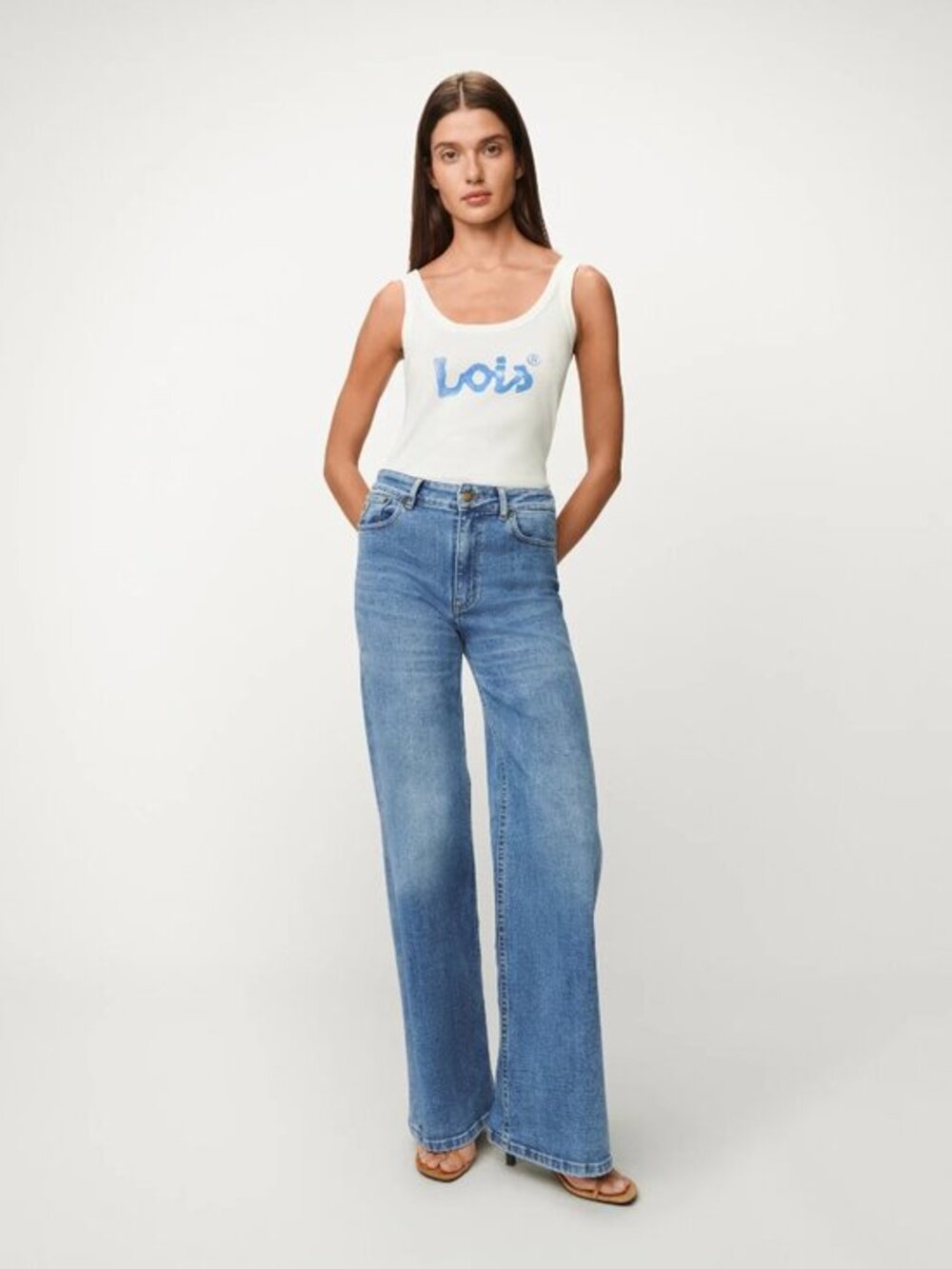 Lois Denim Palazzo Wide Leg Jeans Made In Spain High Rise Women's 26x30 NWT